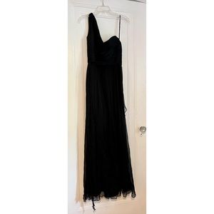 Amsale black one shoulder dress (fits size 4)